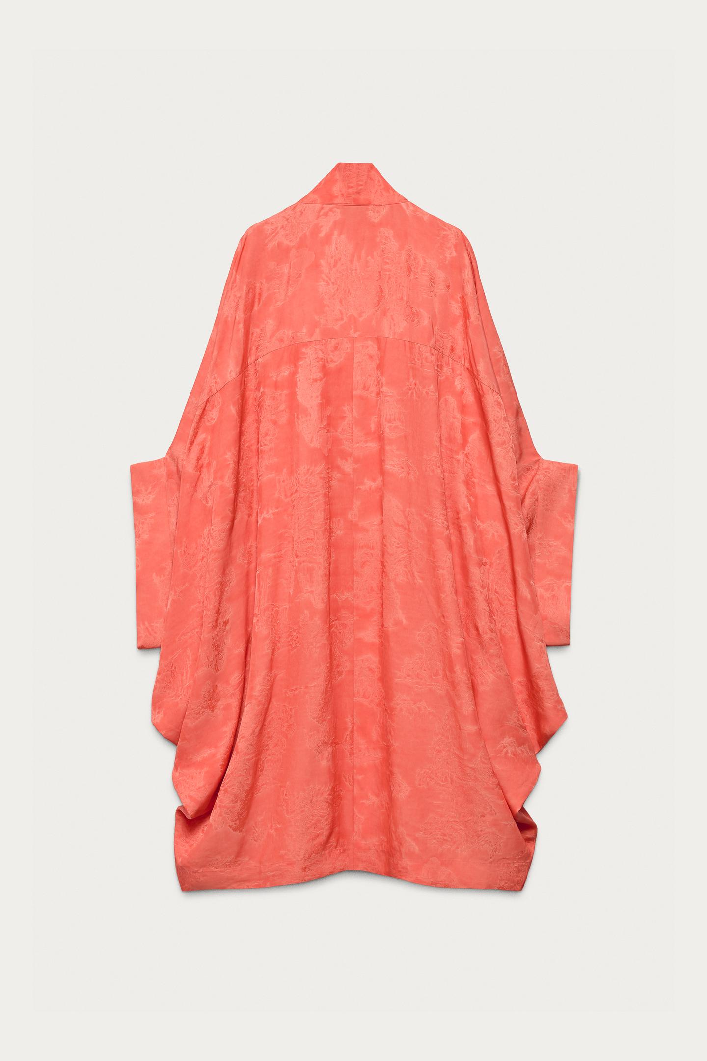 Orange Jacquard Kimono Cardigan