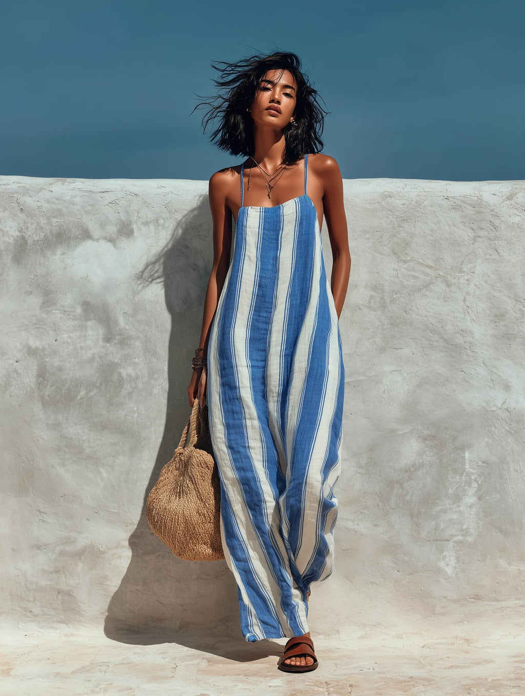 Striped Linen Jumpsuit