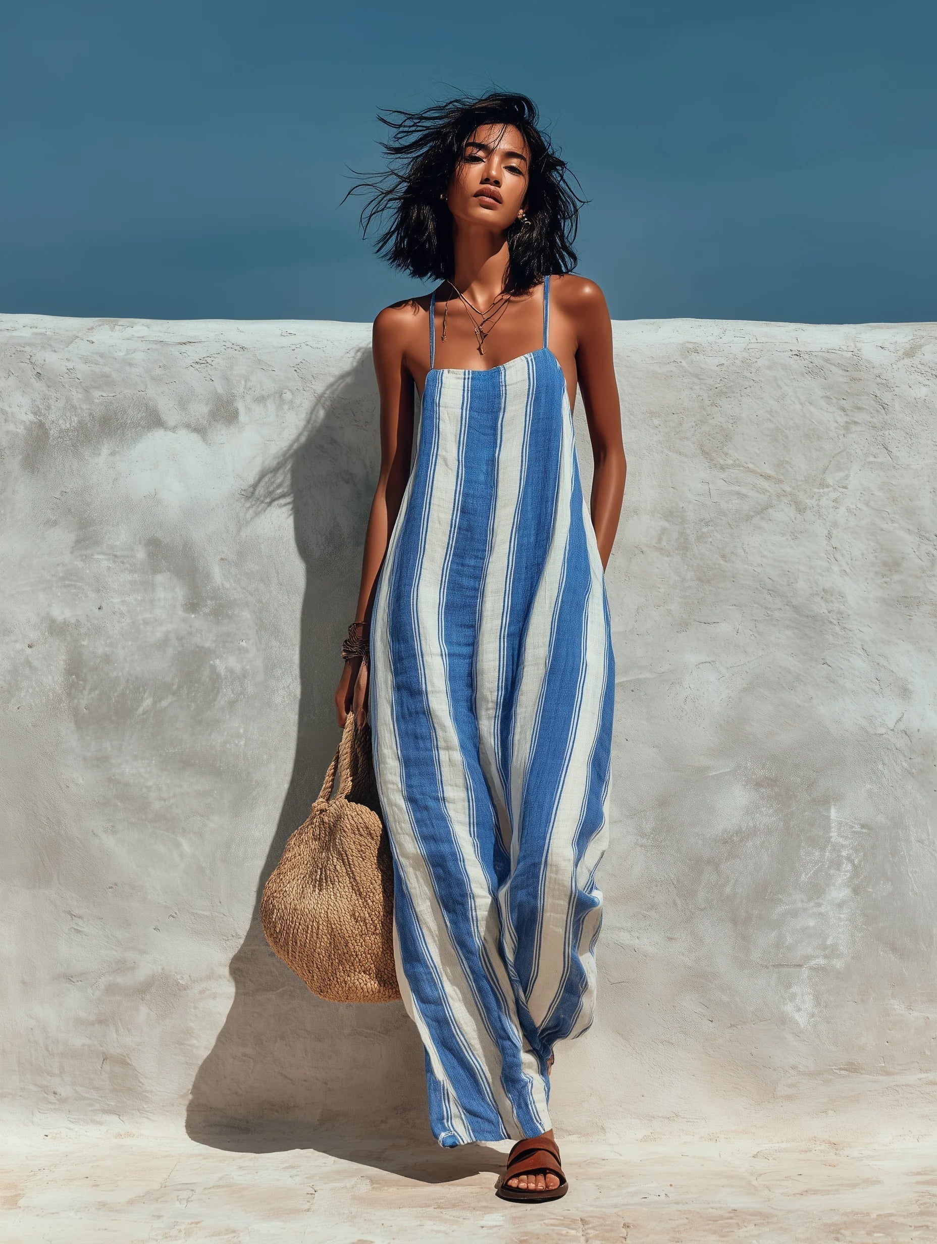 Striped Linen Jumpsuit