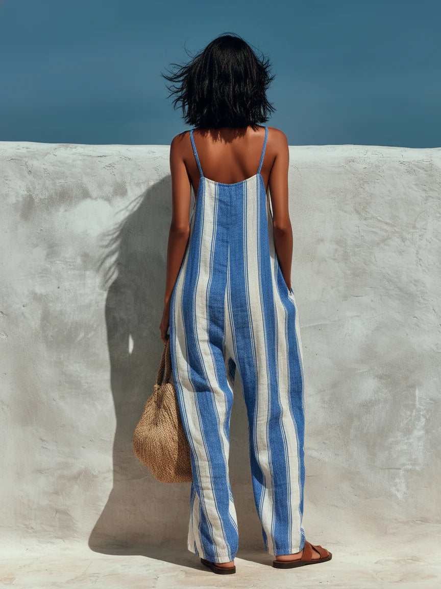 Striped Linen Jumpsuit