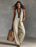 Embroidered Linen Jumpsuit