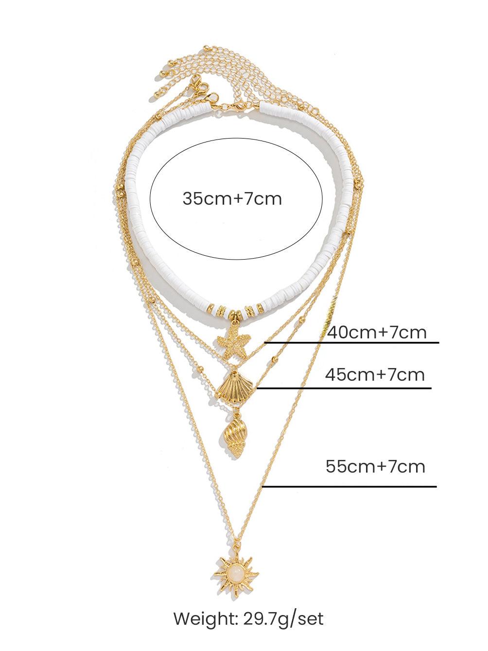 South Pacific Shell Starfish Necklace Gold