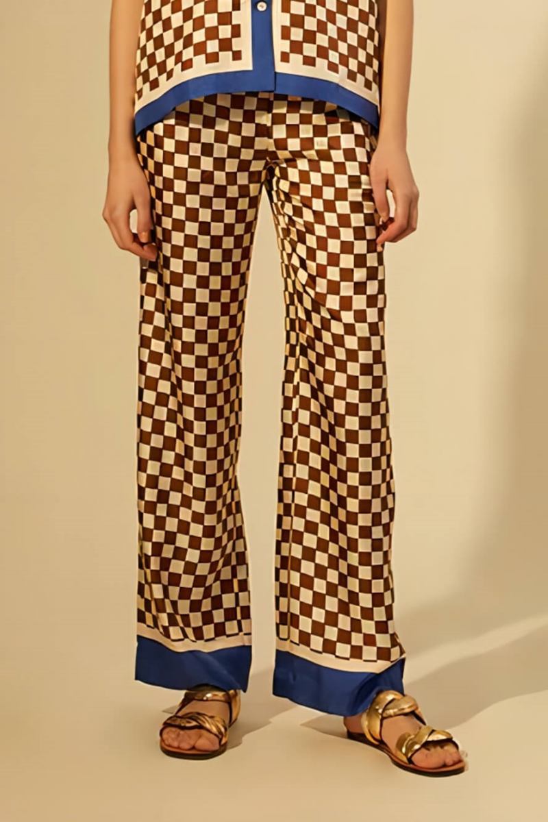 Unique Print Blue Stripe Splicing Loose Pants-Set