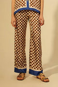 Unique Print Blue Stripe Splicing Loose Pants-Set
