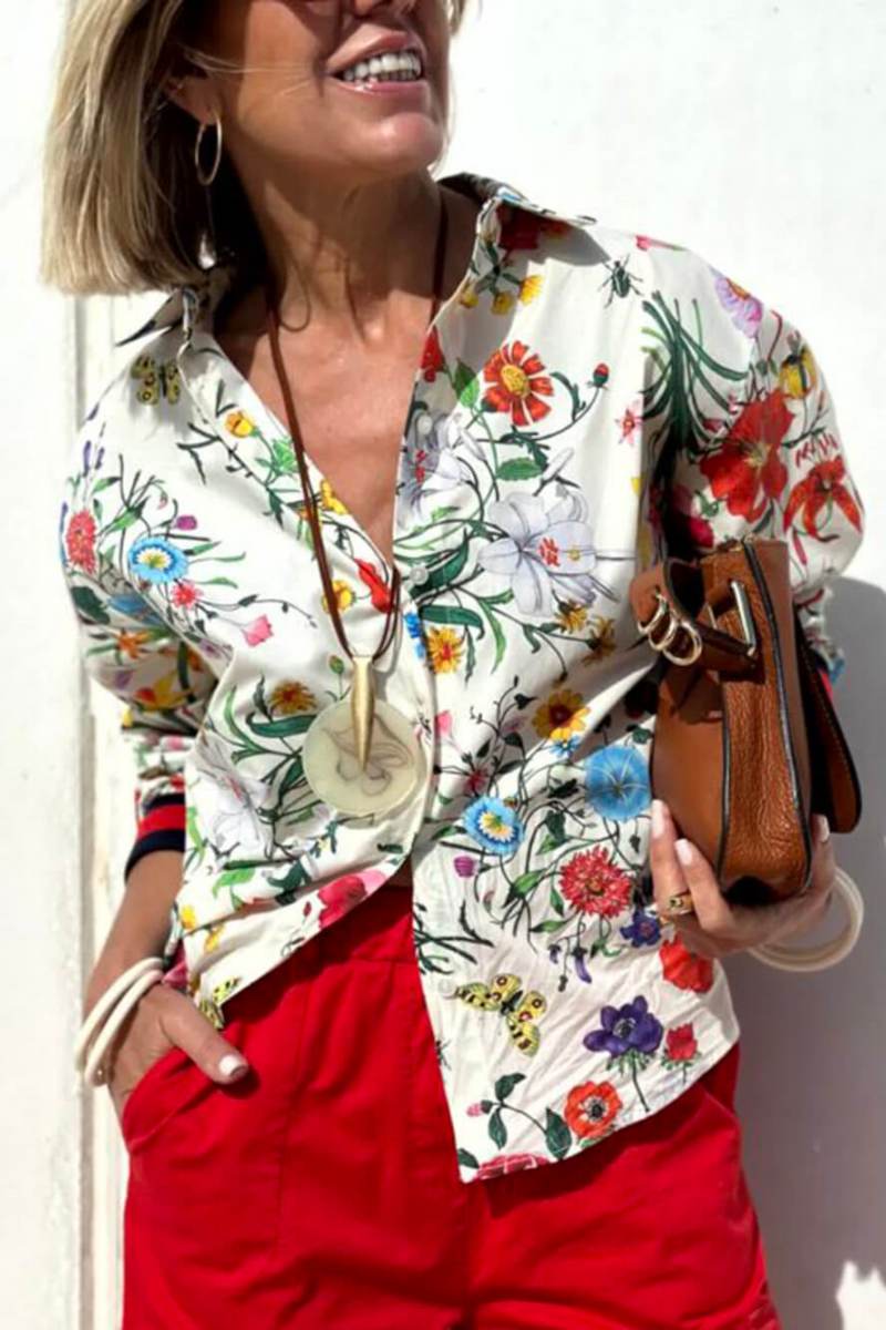 Floral Unique Print Elastic Waist Pocketed -Set