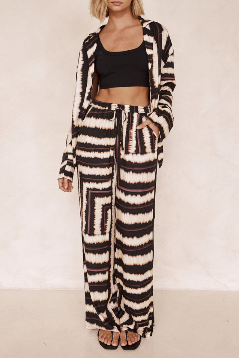 Signature Strip Chocolate Print Baggy Pants-Set