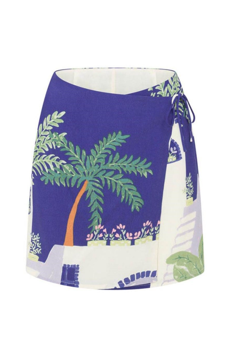 Unique Print Loose Shirt Elastic Wrap Skirt Set