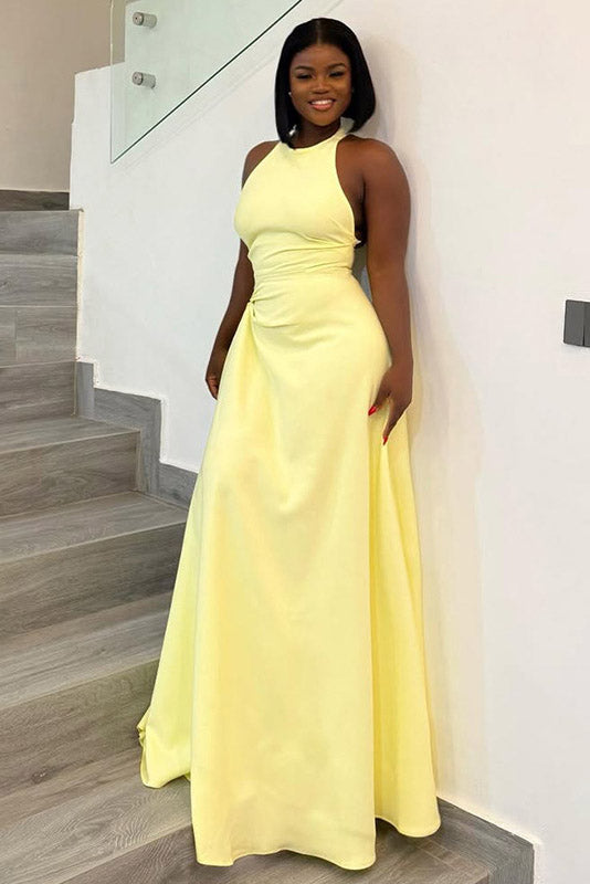 European & American Style Ruched Maxi Dress