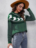 Literary Retro Ghost Pattern Neck Knitted Sweater