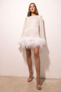 Backless Sequin Feather Bodycon Mini Dress