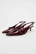 Pointed Toe Buckle Slingback High Heels