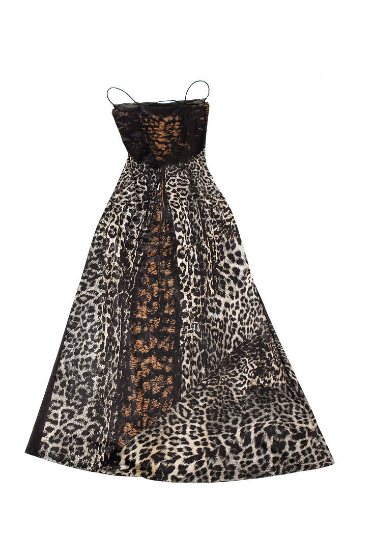 Wild Leopard Sheer Corset Maxi Dress