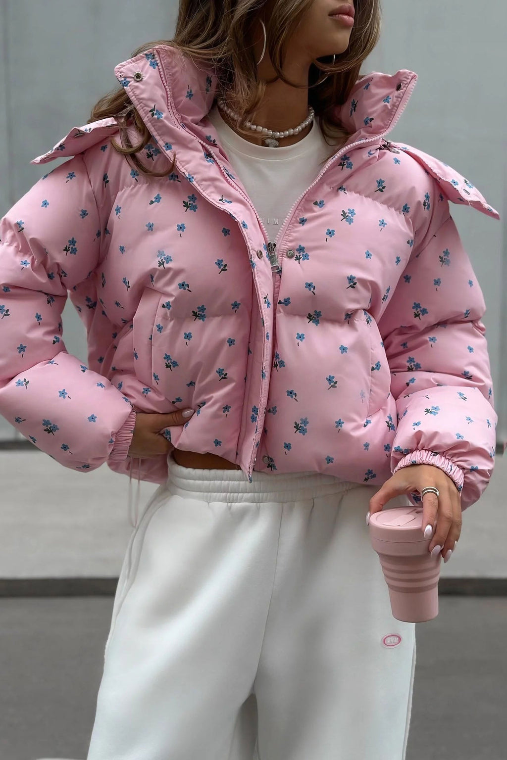Floral Print Puffer Jacket