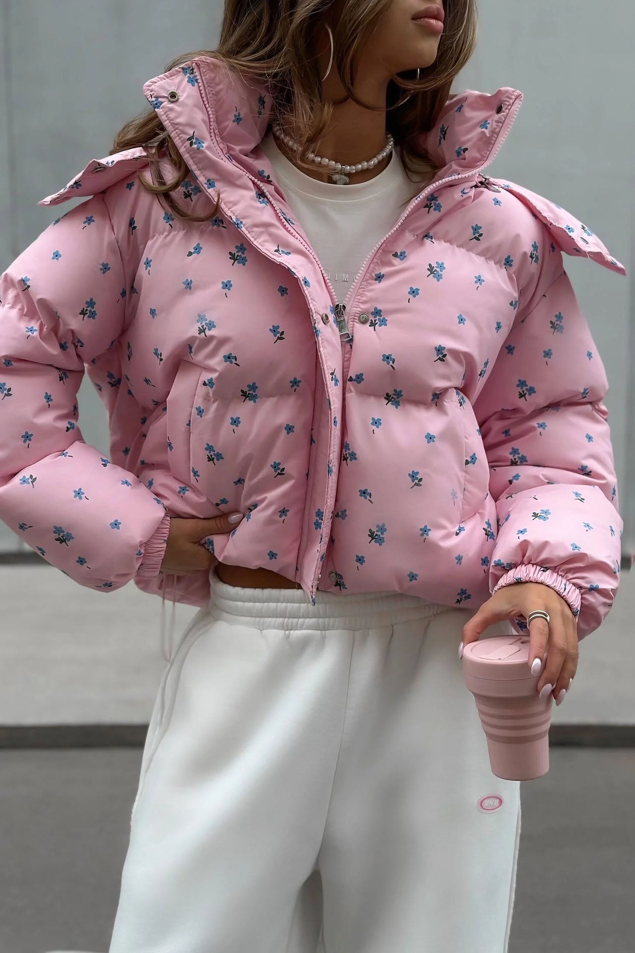 Floral Print Puffer Jacket