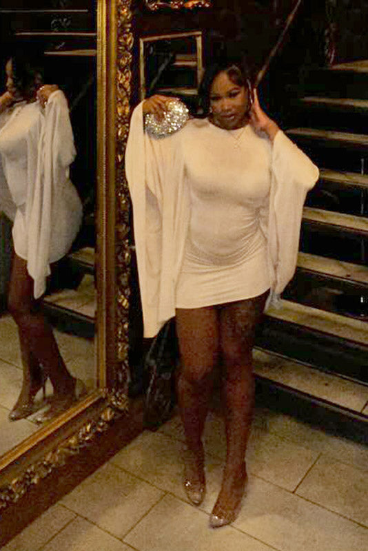 Curvy-Friendly Cape Sleeve Mini Dress