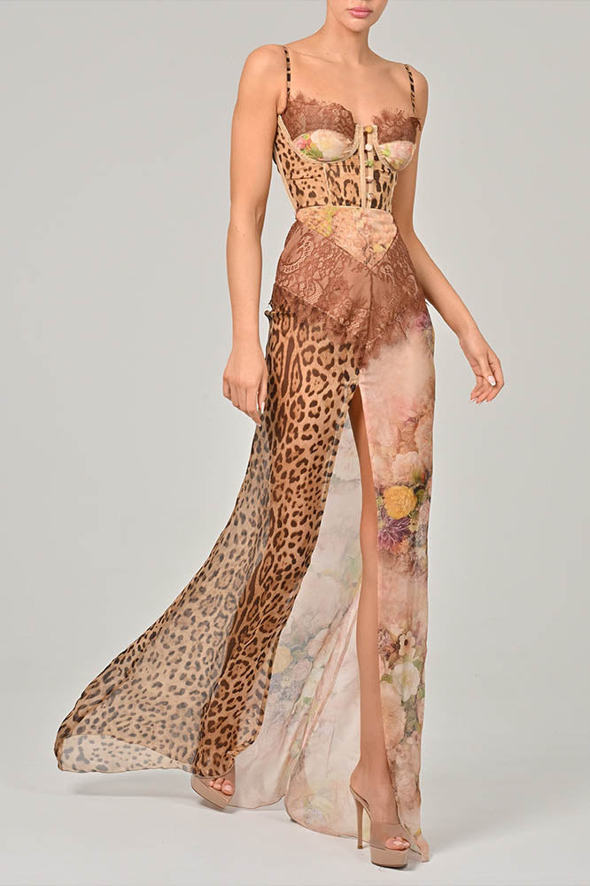Whispers of the Wild - Waist-Tied Maxi Dress