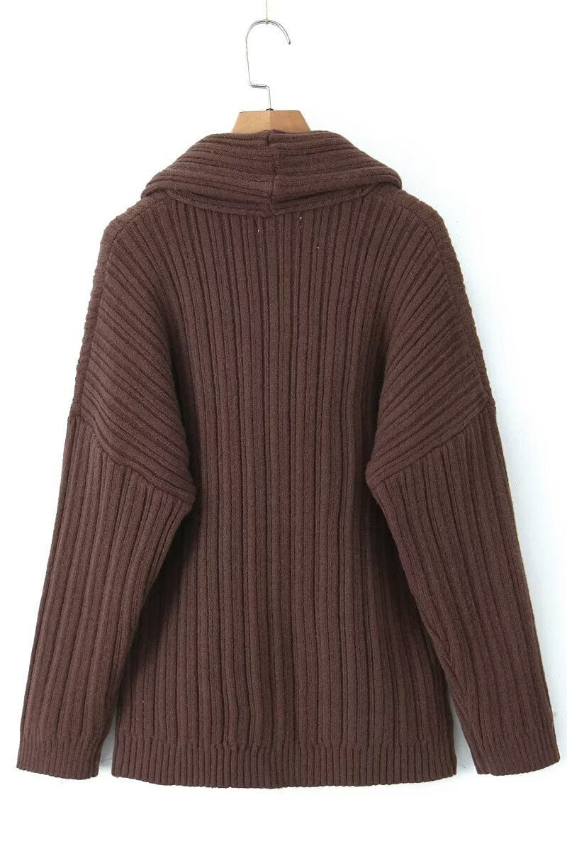 Lazy Style Solid Color Irregular Knit Top