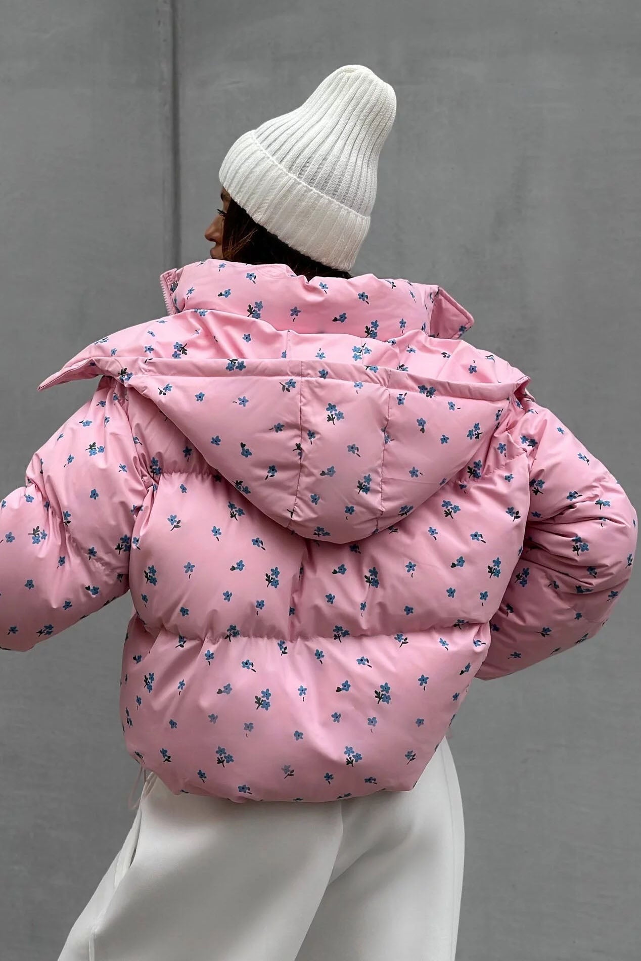 Floral Print Puffer Jacket