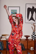 Dessert Print Long Sleeve Ice Silk Loungewear Set