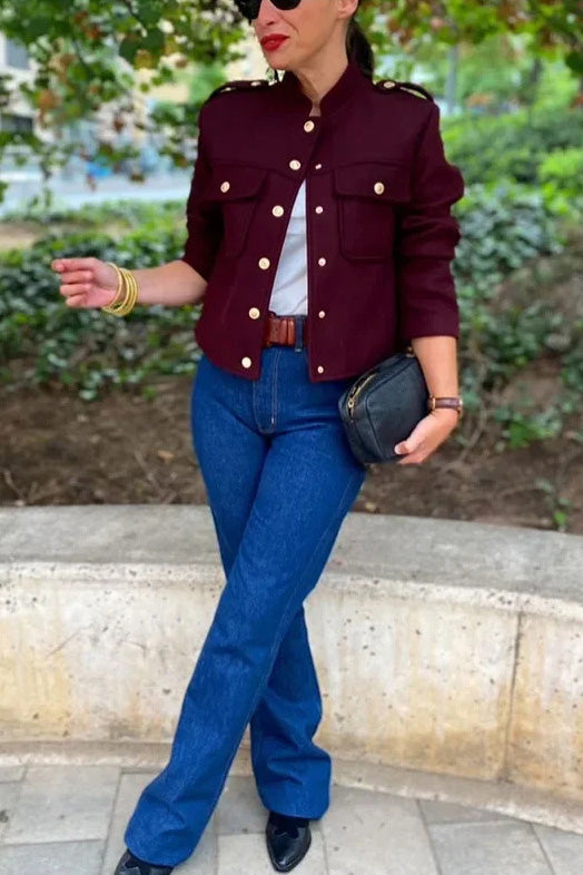 Structured Mock-Neck Mini Jacket