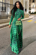 Emerald Animal Texture Flowy Maxi Dress
