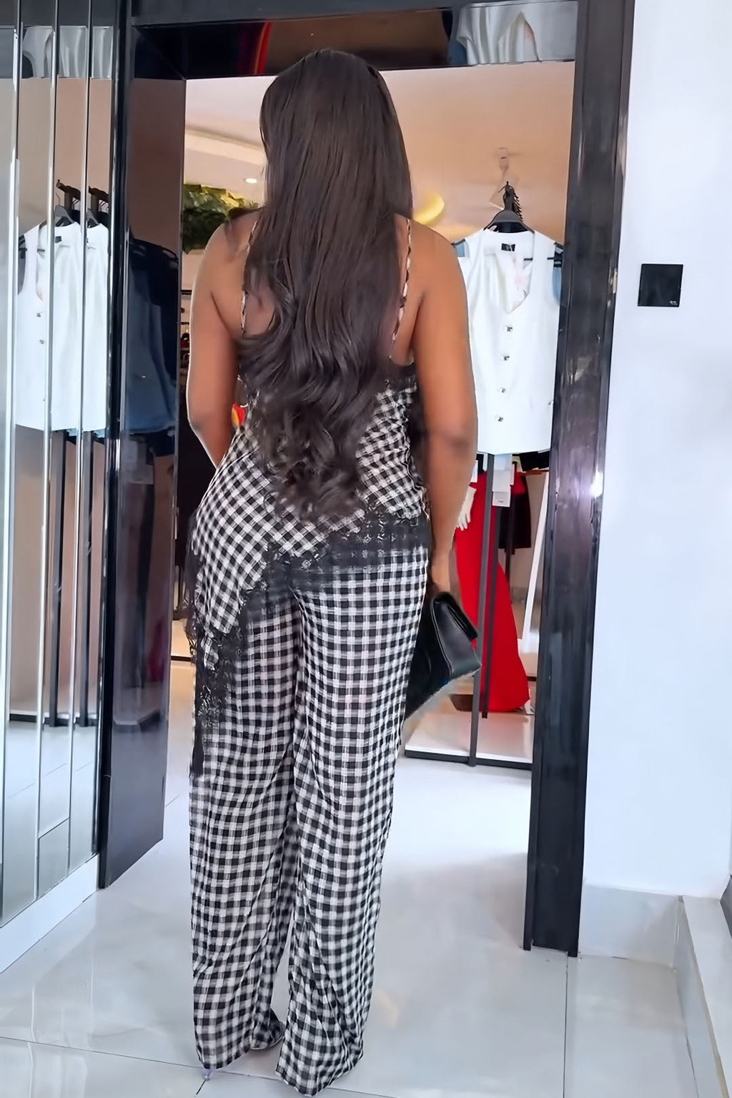 Gingham Lace Camisole Set