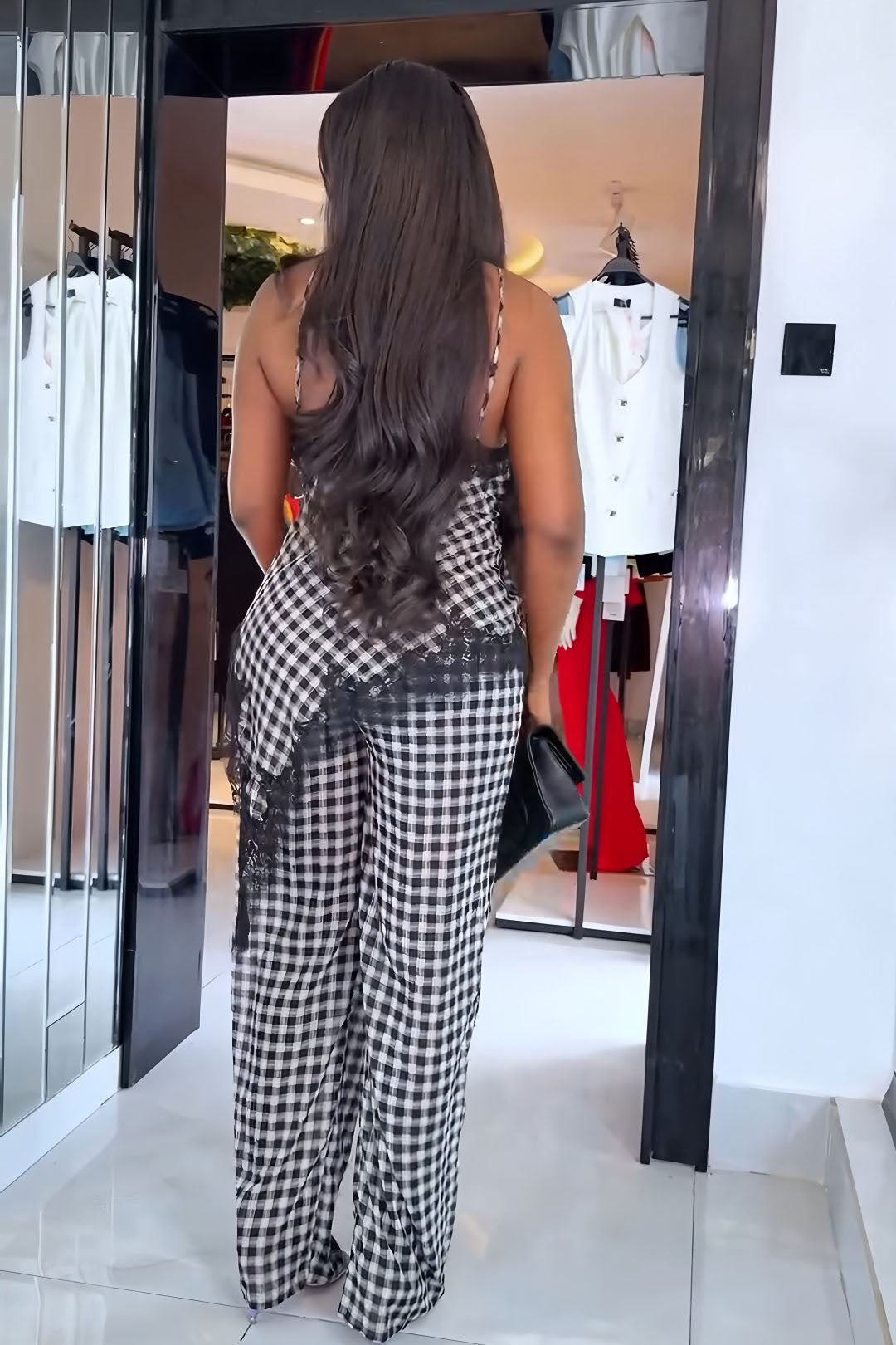 Gingham Lace Camisole Set