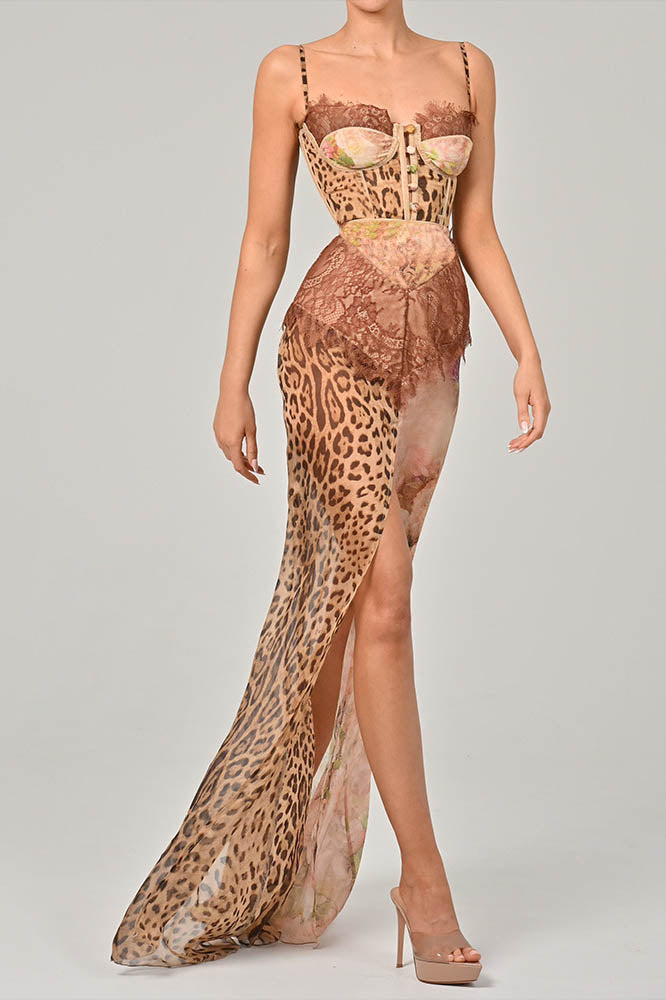 Whispers of the Wild - Waist-Tied Maxi Dress