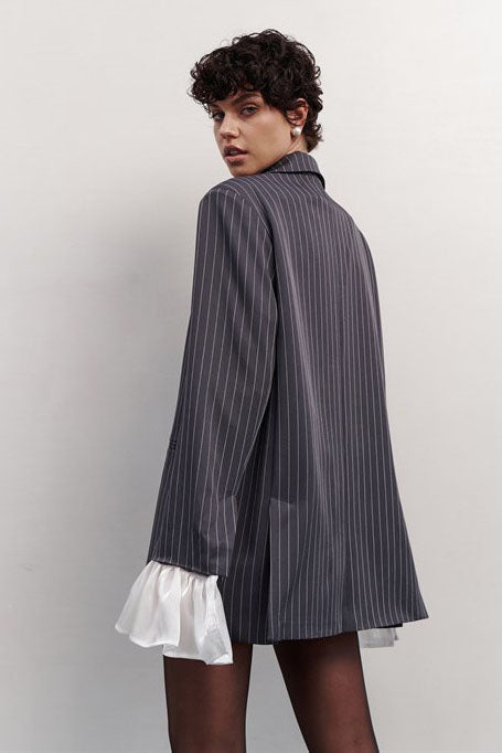 Oversized Striped Lace Blazer