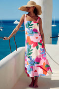 Vacation-Style French Floral Print Maxi Dress