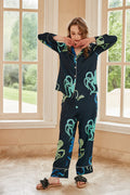 Bow Pattern Pajama Set-Black