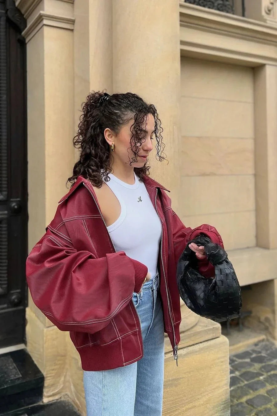 Street Solid Color Patchwork Collar Outerwear