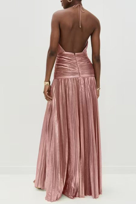 Thalia Metallic Peridot Maxi Dress