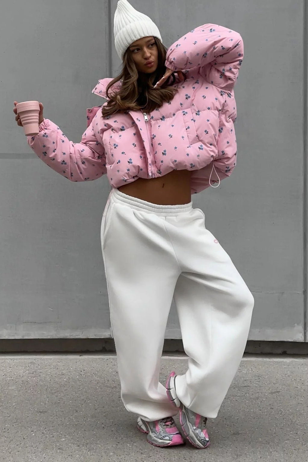 Floral Print Puffer Jacket