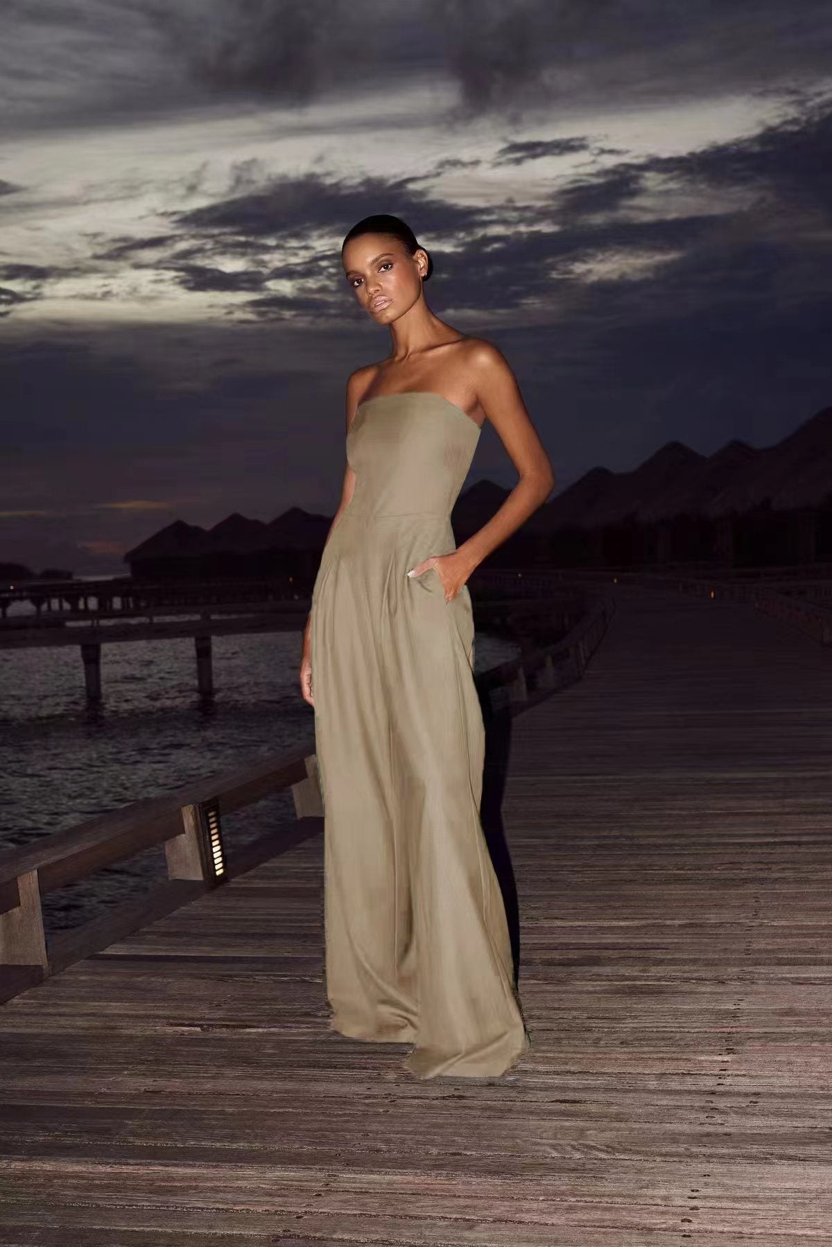 Starry Night-Strapless Backless Jumpsuit