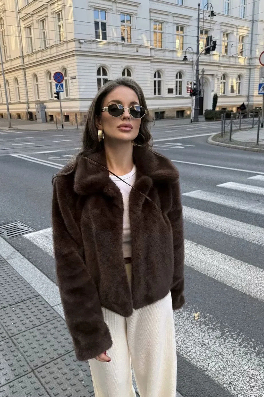 Cocoa Tone Plush Lapel Jacket