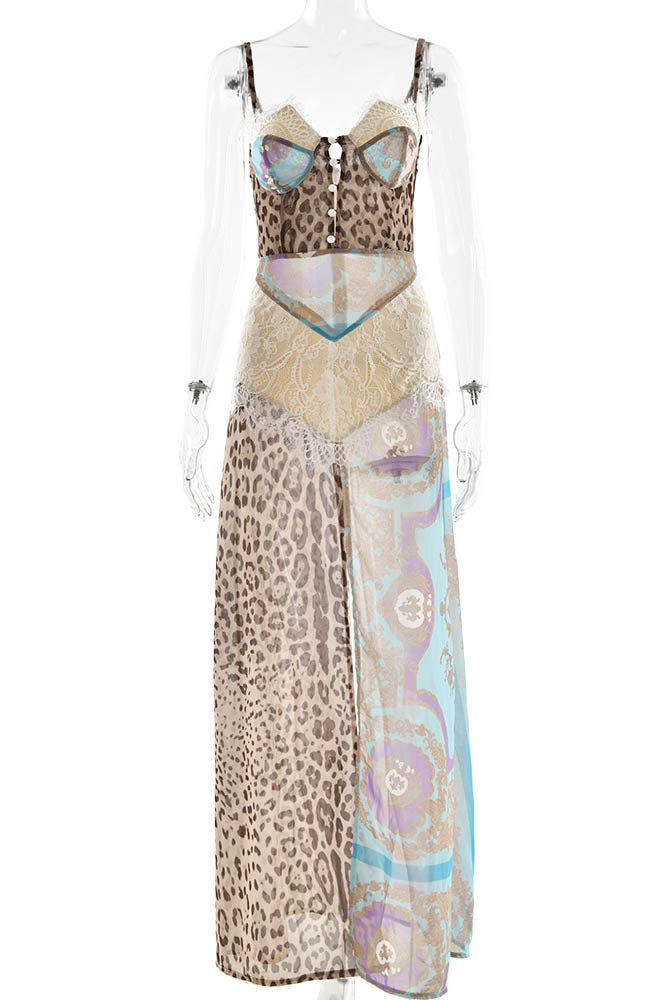 Whispers of the Wild - Waist-Tied Maxi Dress