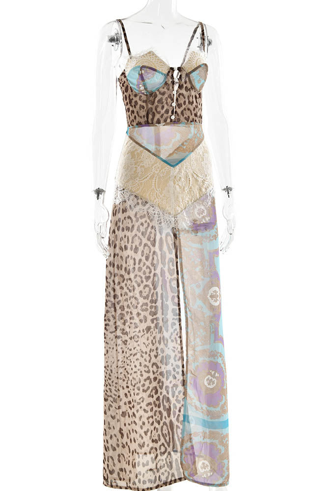 Whispers of the Wild - Waist-Tied Maxi Dress