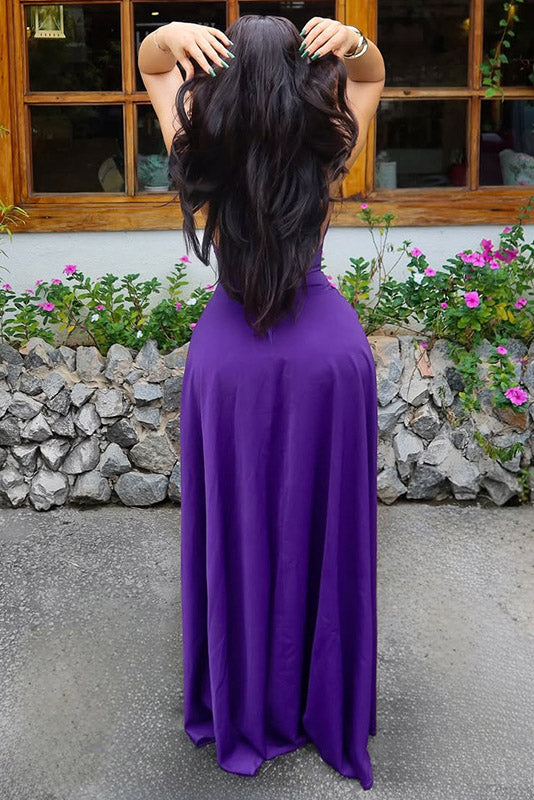 European & American Style Ruched Maxi Dress