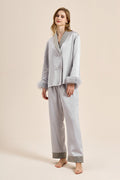 Feather Trim Red Pyjamas Set