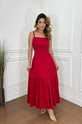 Versatile Solid Color Spaghetti Strap Midi Dress