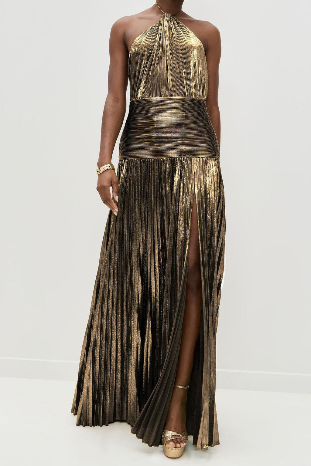 Thalia Metallic Peridot Maxi Dress