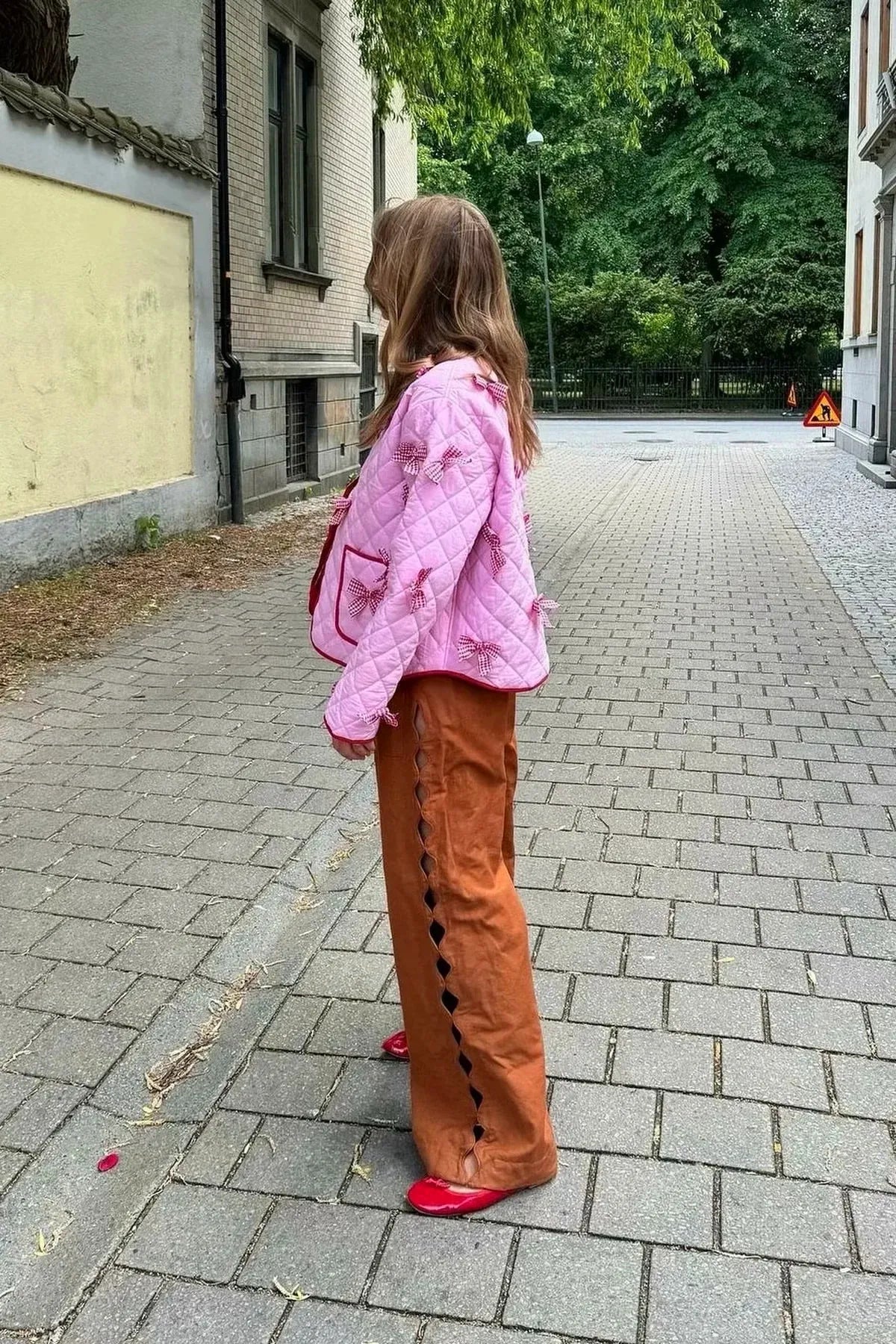 Daily Solid Color Pocket Bow Decor O Outerwear