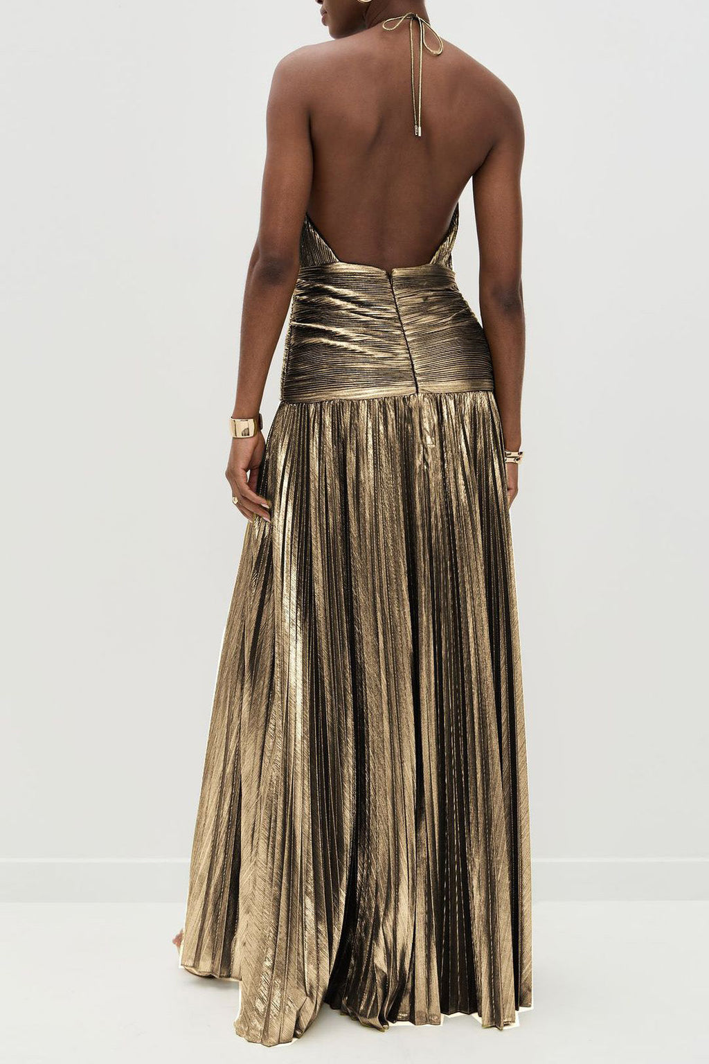 Thalia Metallic Peridot Maxi Dress