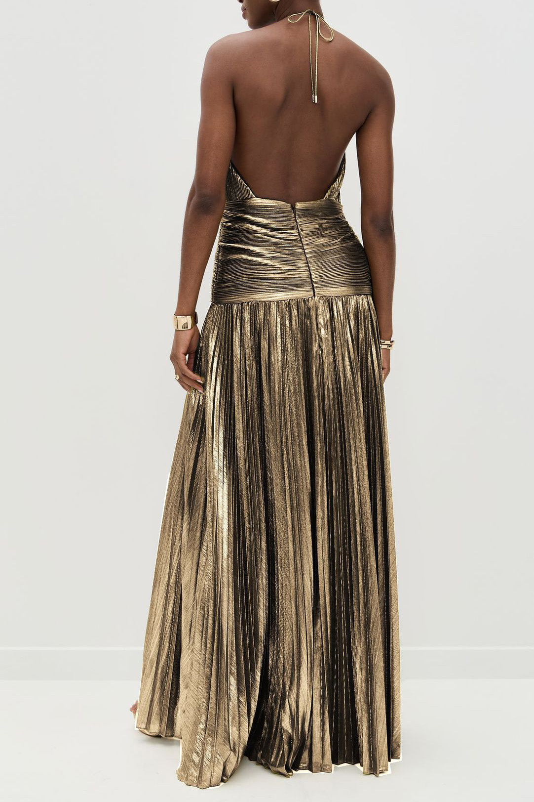 Thalia Metallic Peridot Maxi Dress
