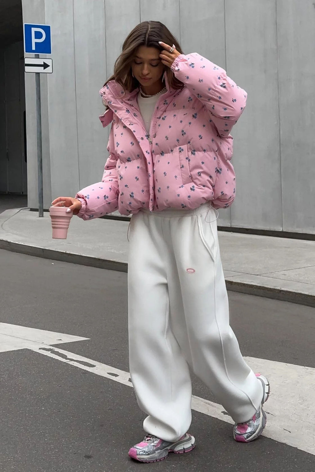 Floral Print Puffer Jacket