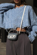 Distressed Mohair Crop Sweater