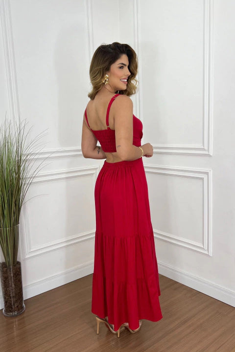 Versatile Solid Color Spaghetti Strap Midi Dress