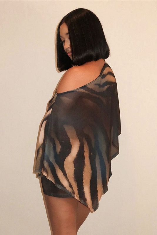 Tiger Pattern Sheer Skirt Set