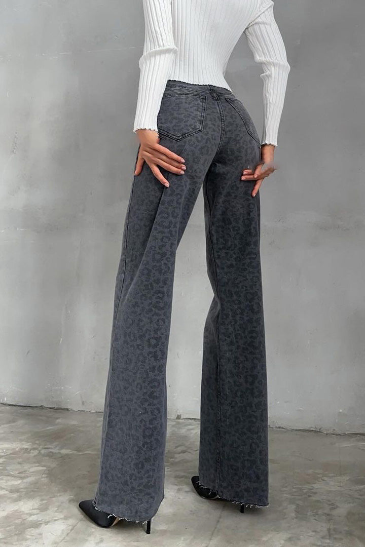 Leopard High-Waisted Jeans